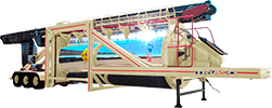 Hot mix storage silo, 90 Metric Tons capacity, self-erecting, in transport position